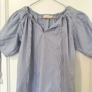 Tory Burch Blue and White Striped Top